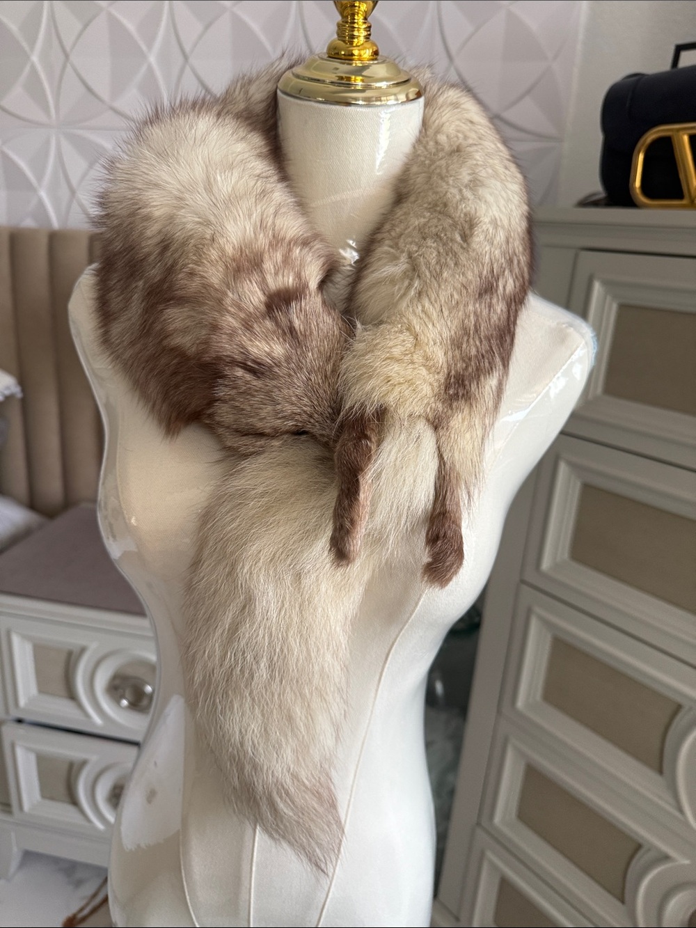 Blue fox fur scarf